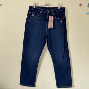 Levi's Button Fly High Rise Dark Wash Cropped Straight Leg  Jeans 30x26